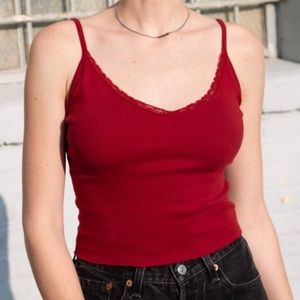 brandy melville red nicolette lace tank top